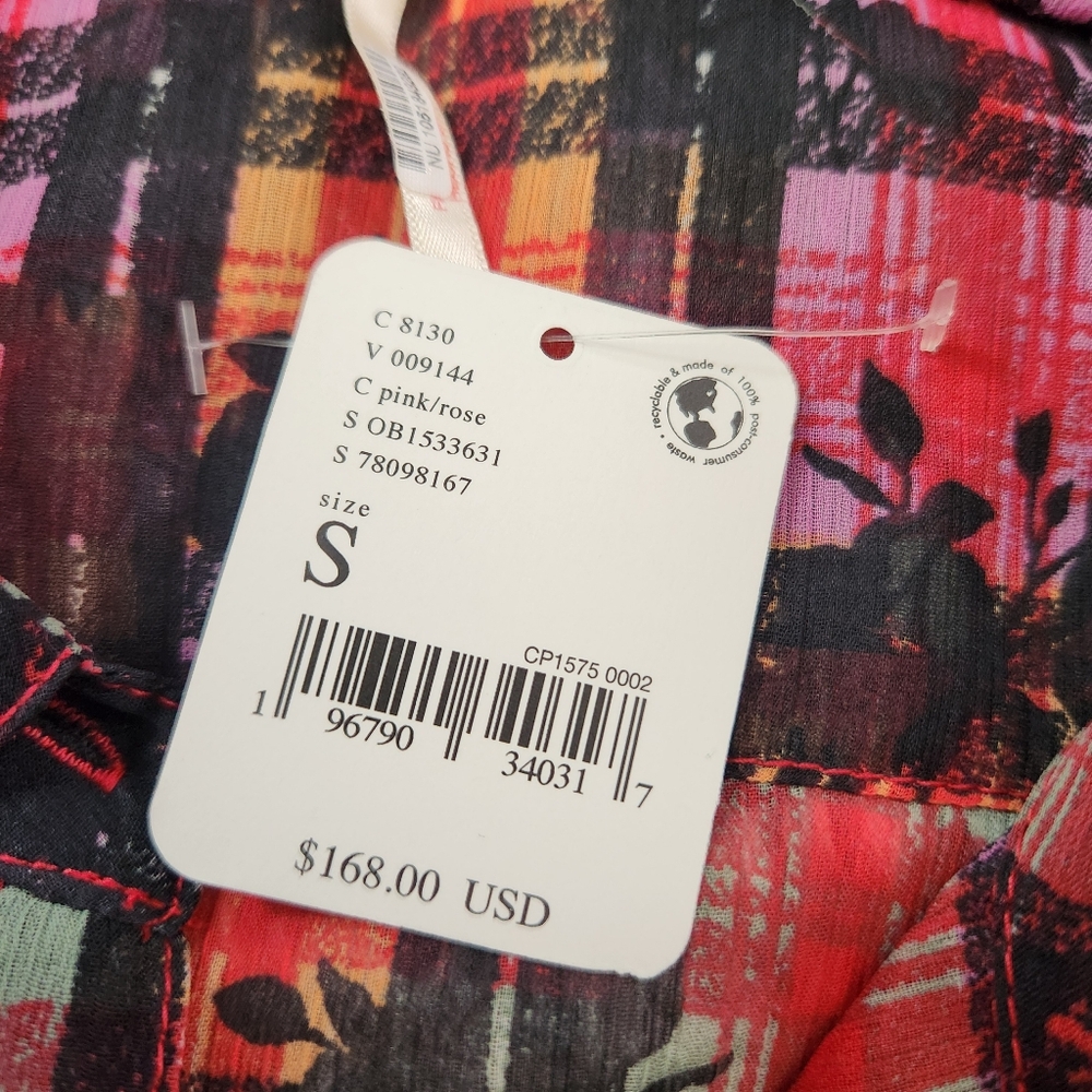 Free People Jerra Shirt Dress In Pink Long Sleeve Button Down Plaid Maxi Dress - Picture 11 of 16